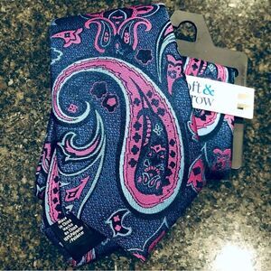 Men’s Paisley Navy Blue Pink Croft & Barrow Neck Tie